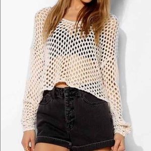 Silence + Noise Crochet Sweat Crop Top